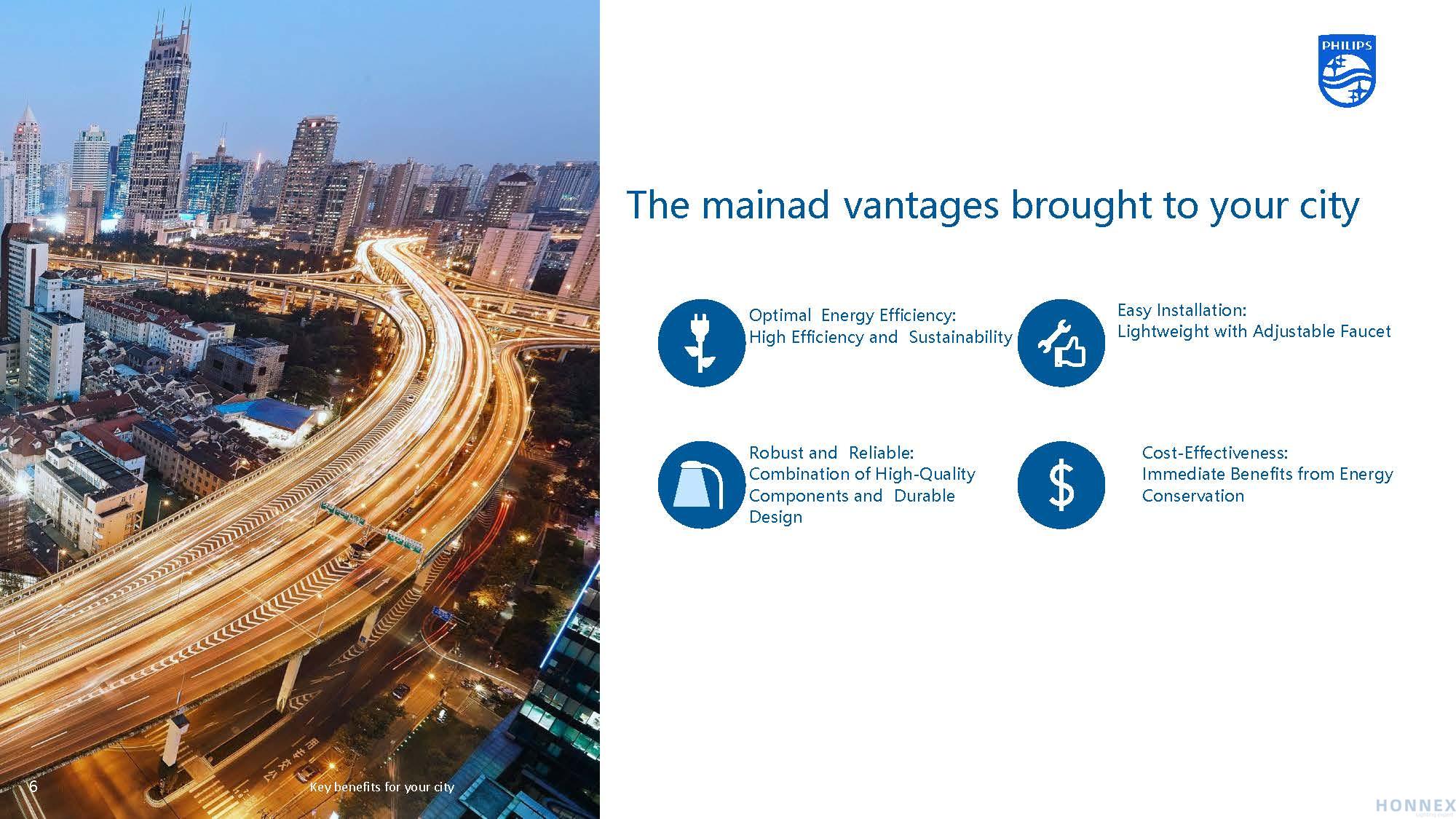 PHILIPS BRP26X SmartBright LED Road Light — high-power BRP264/265 illuminating elevated expressway interchange at night